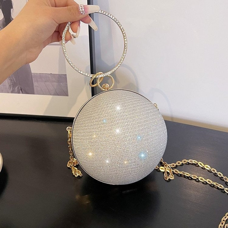 Personalized Design Spherical Fashion Portable Small Round Diamond Starry One Shoulder Evening Bag