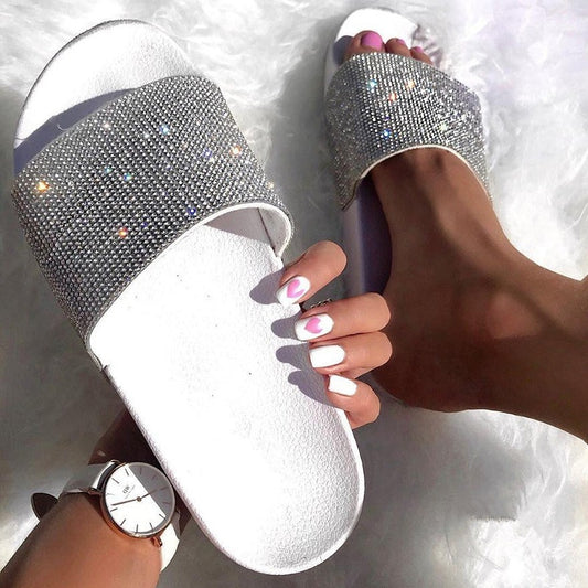 Crystal Diamond Bling Beach Slides Sandals