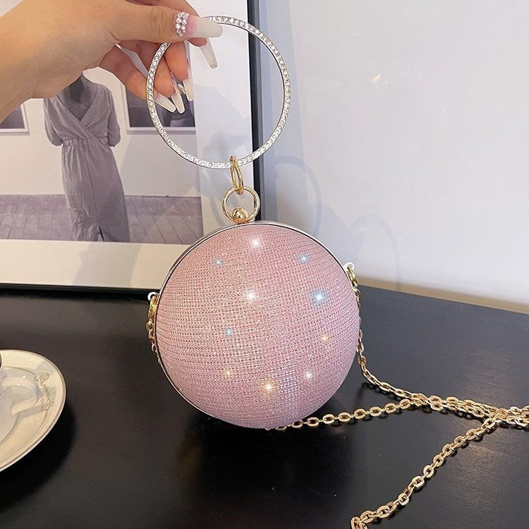 Personalized Design Spherical Fashion Portable Small Round Diamond Starry One Shoulder Evening Bag