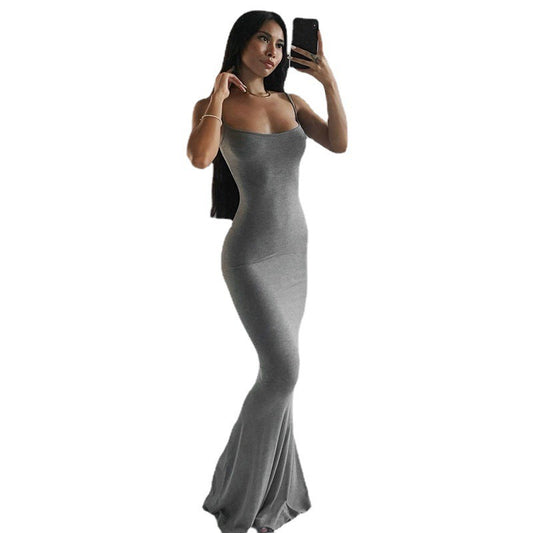 Spaghetti Strap Dress Satin Designer Sleeveless Skims Long Bodycon Elegant Evening Party Dress