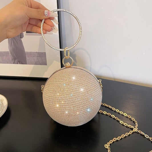 Personalized Design Spherical Fashion Portable Small Round Diamond Starry One Shoulder Evening Bag