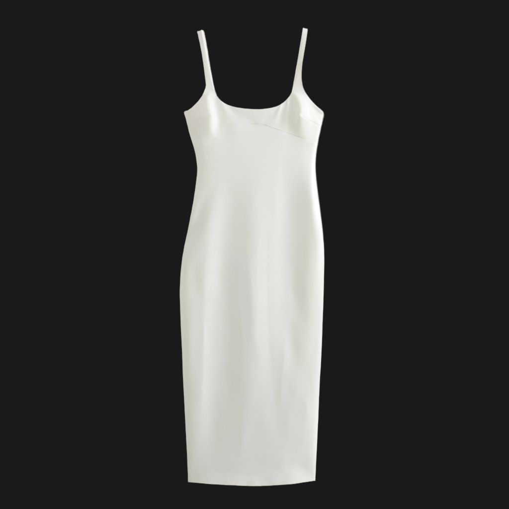 Women's sleeveless solid color fitted mid length dress