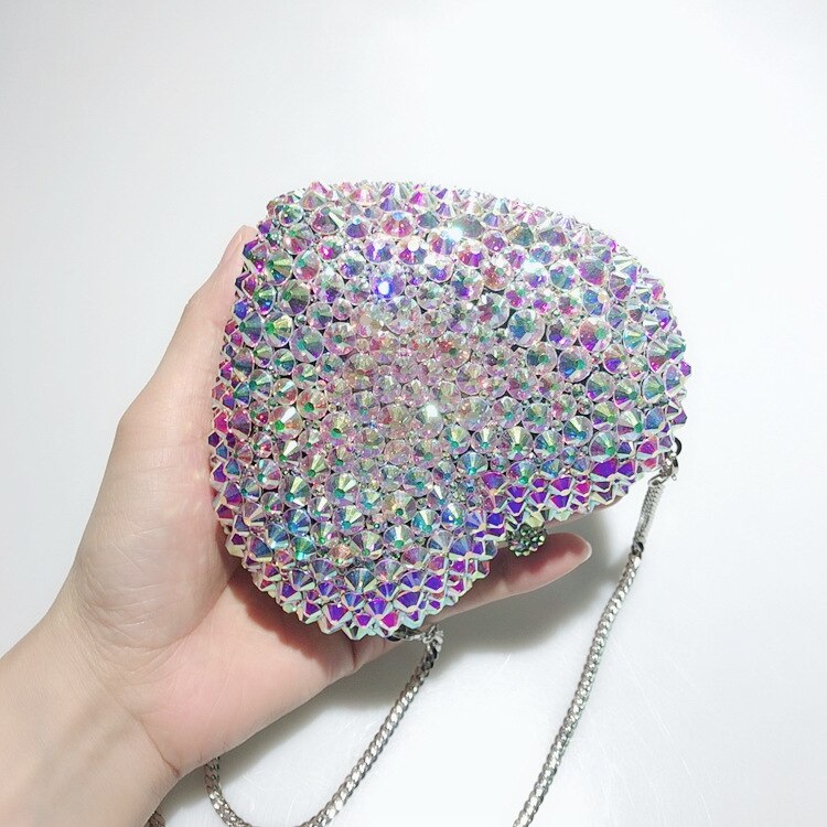 Romantic Diamond Evening Heart Shape Crystal Custom Shoulder Bag