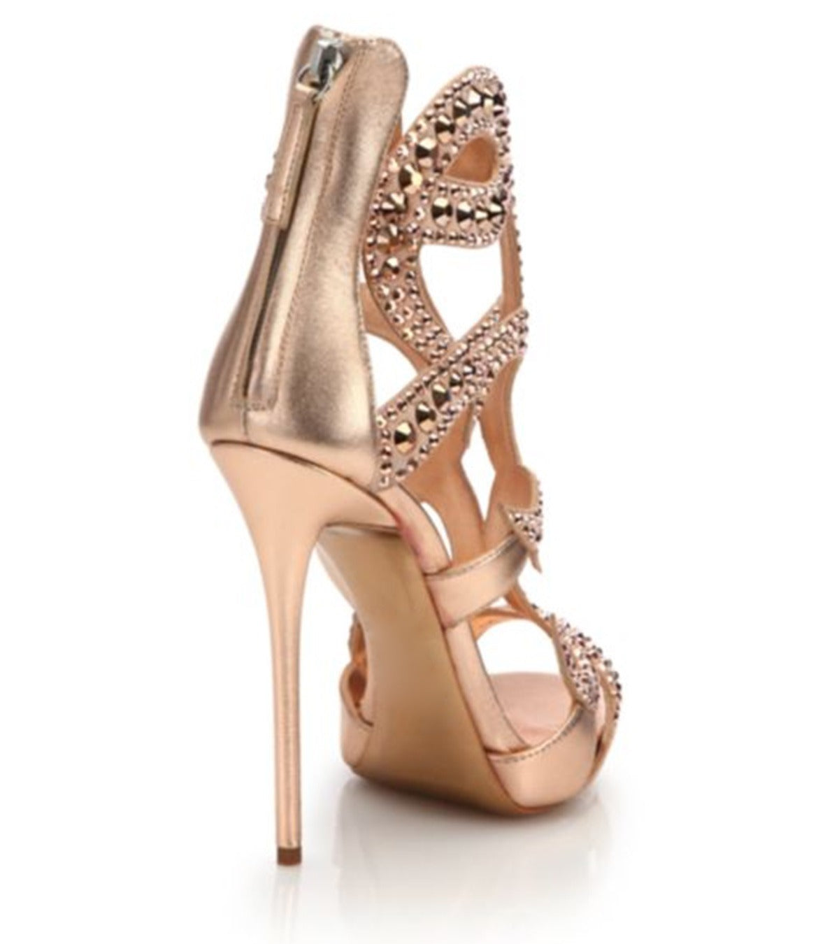 Sexy Luxury High Heel Shoes, Thin Heel, Gold Champagne, Water Diamond