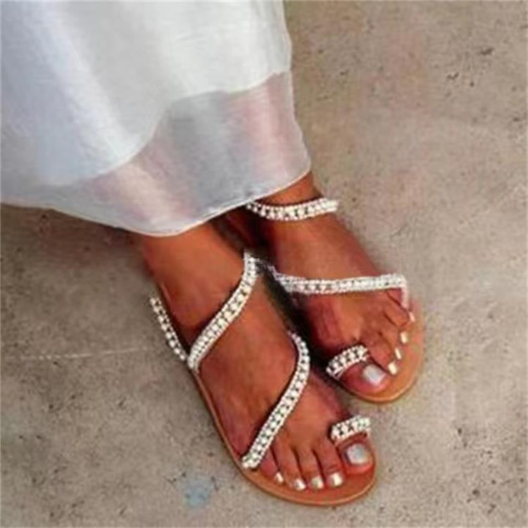 Women's Flat Bottom Rhinestone Beach Shoes