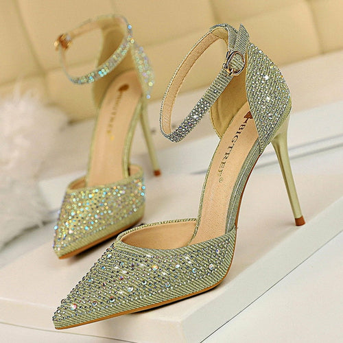 Shiny Rhinestones High Heels Women Stiletto Pumps