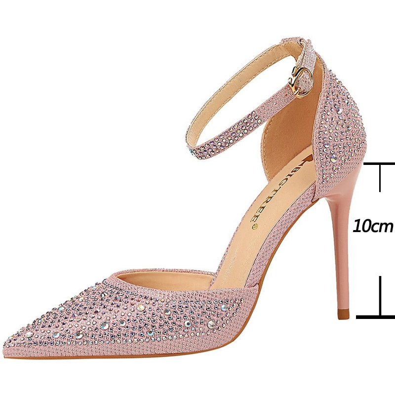 Shiny Rhinestones High Heels Women Stiletto Pumps