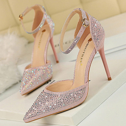 Shiny Rhinestones High Heels Women Stiletto Pumps