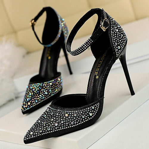 Shiny Rhinestones High Heels Women Stiletto Pumps