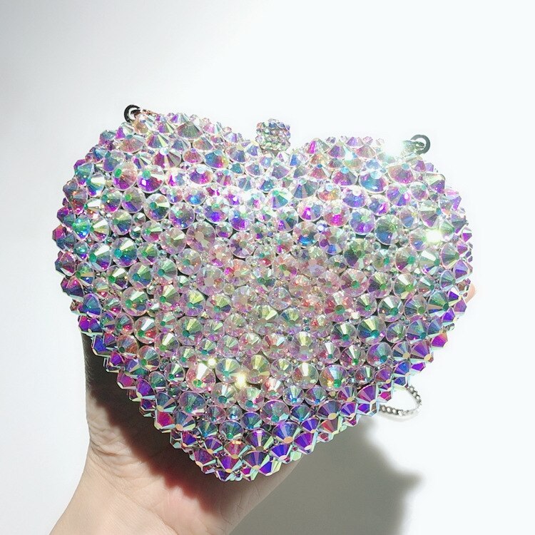 Romantic Diamond Evening Heart Shape Crystal Custom Shoulder Bag