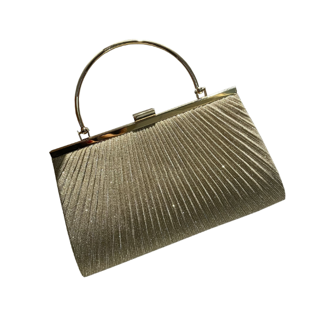 Pleated shiny evening banquet  hand bag