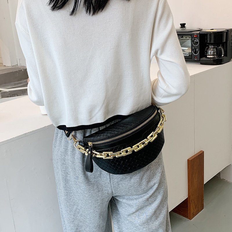 Luxury Women's Fanny Pack High Quality Waist Bag Thick Chain Shoulder Crossbody Chest