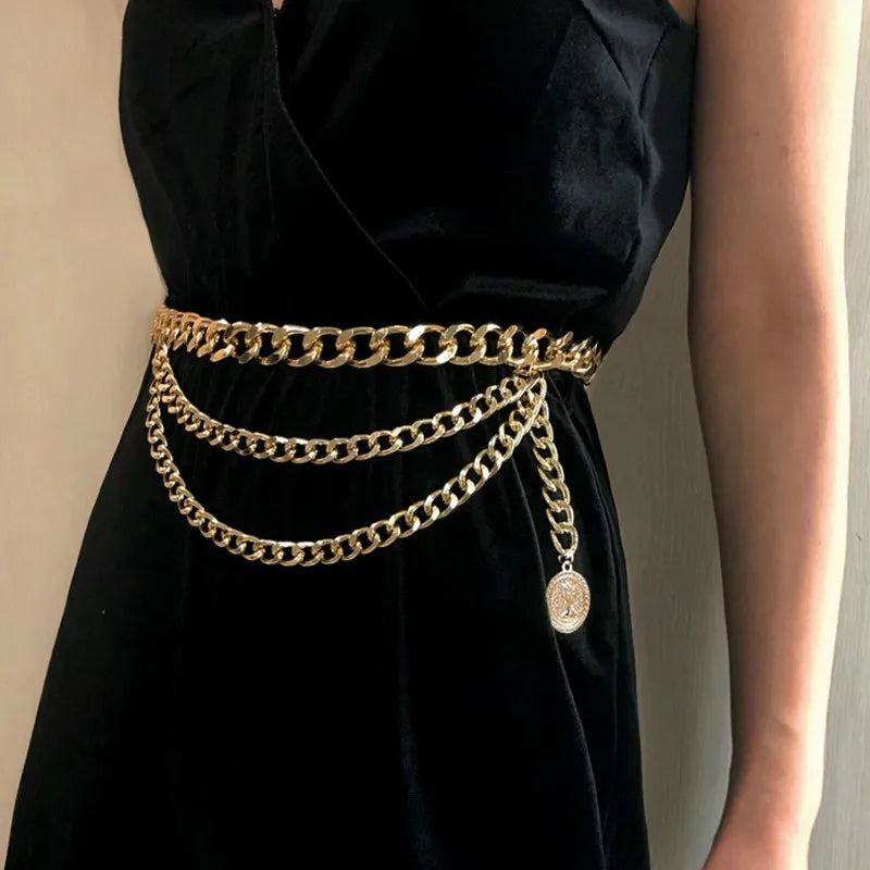 Tassel Gold Chain Belt For Women Designer Brand Luxury Punk Fringe